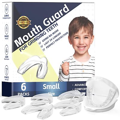 #ad Kids Mouth Guards Pack of 6 Comfortable Custom Dental Guards for Grinding Tee... $27.99