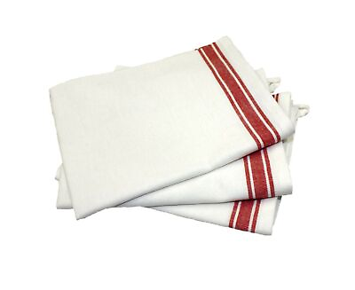 Aunt Martha#x27;s 18 Inch by 28 Inch Package of 3 Vintage Dish Towels Red Striped $12.99