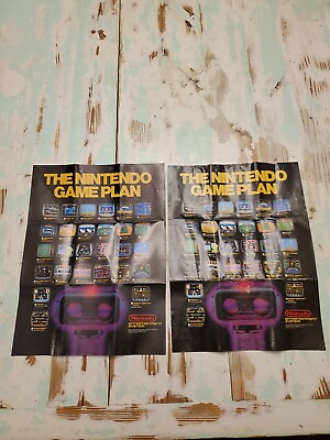 #ad VTG Nintendo quot;The Nintendo Game Planquot; NES Authentic Poster Insert 1986 Lot Of 2 $17.99