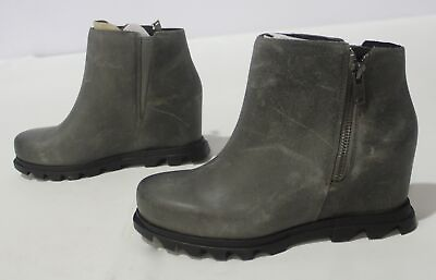 Sorel Women#x27;s Joan Of Artic Wedge III Zip Leather Booties JQ2 Quarry Size US:9.5 $58.50