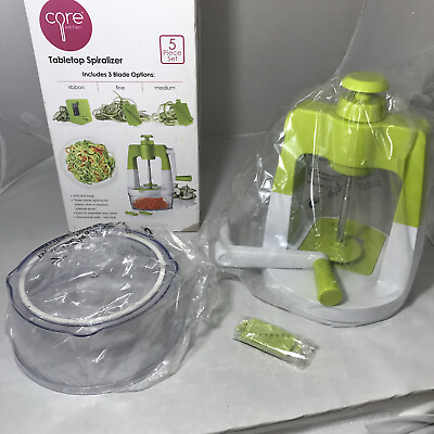 #ad Core Kitchen 5pcs Tabletop Spiralizer Set Salad Fruit French Fries New $22.50