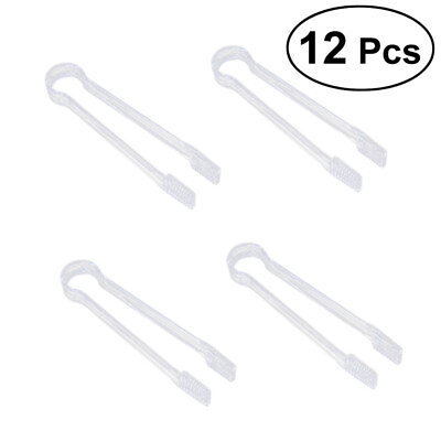 #ad 12 Pcs Kitchen Ice Tongs Salad Buffet Serving Clear Bread Acrylic Cubes $7.35