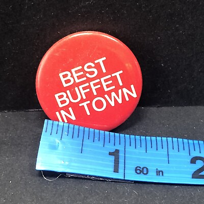 #ad #ad Best Buffet in Town Red Vintage Button Pin $13.99