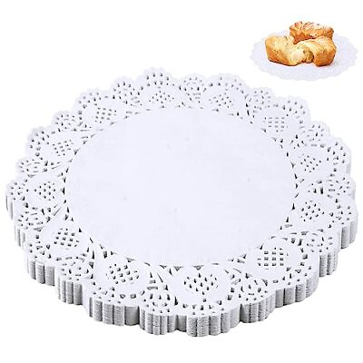#ad 100 Pack Paper Doilies 6.5 Inch White Doilies for Food Disposable Lace Paper $9.09