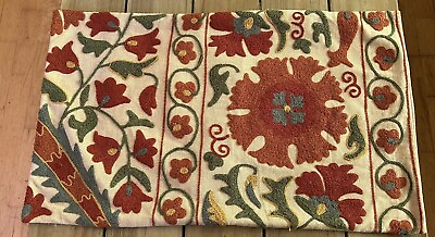 Pottery Barn Lumbar Pillow Cover 16 X 26 Ariana Suzani Embroidered $35.00