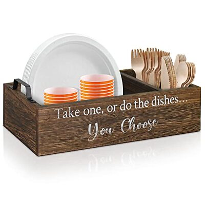 #ad Kitchen Countertop Plate Organizer Disposable Dish Holder for Parties BBQ Rustic $31.19