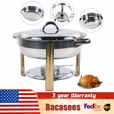 #ad 4 L Round Buffet Chafing Dish Stainless Steel Restaurant Buffet Food Warmer Dish $24.01