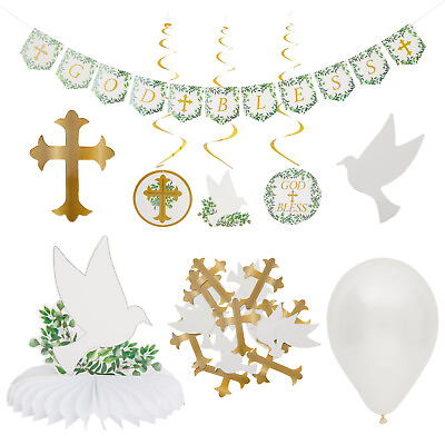 #ad 58x Baptism Decorations Party Set for Girls and Boys First Communion Christening $13.39