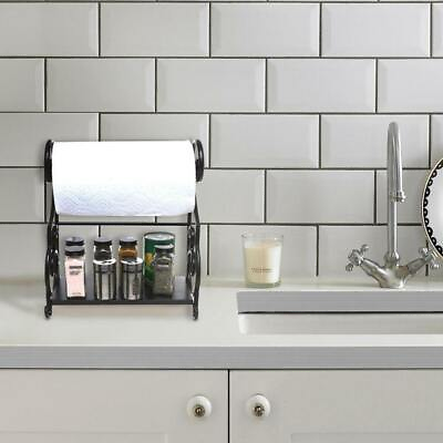 Kitchen Countertop Scrollwork Design Paper Towel Holder Bar w Condiment Shelf $37.99