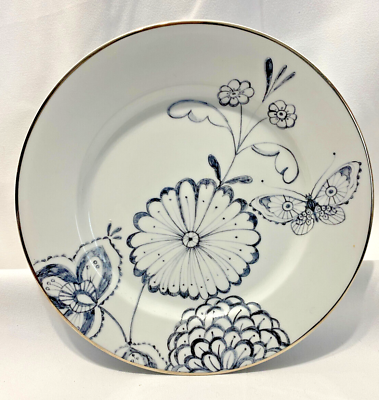 #ad #ad Fine Porcelain Dinnerware Portugal Salad Plate Floral White Silver Gray $14.99