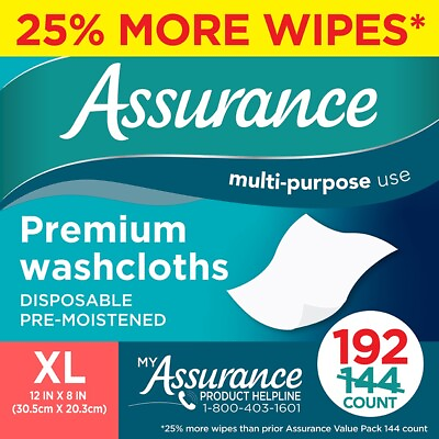 #ad Assurance Premium XL Disposable Washcloths 192 Ct $16.90