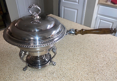 #ad Vintage Sheridan Silver Company Silver Chafing Dish w Pyrex amp; Oil Heating Unit $46.00