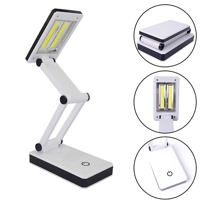 #ad Folding LED Desk Lamp Bright Touch Control Reading Light Portable Compact White $19.13