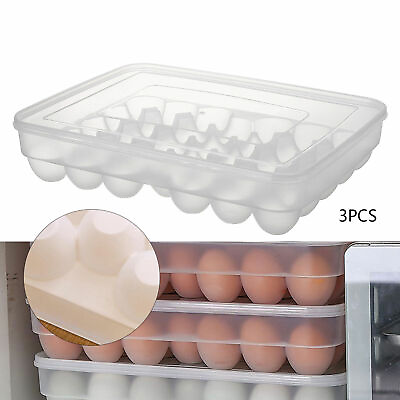 #ad Egg Holder Boxes Tray Storage Box Eggs Refrigerator Container Plastic Case $15.30