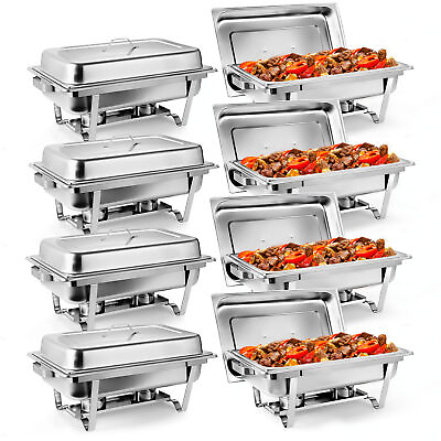 #ad 8 Packs 8 Quart Chafing Dish Stainless Steel Buffet Set for Cafeteria Restaurant $229.06