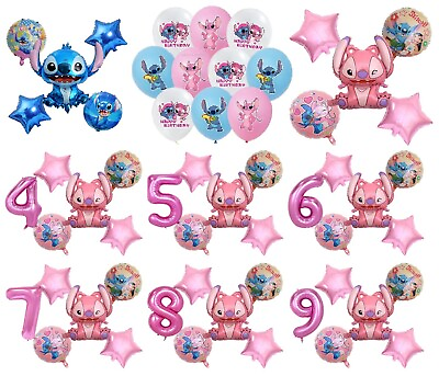#ad Stitch amp; Lilo Pink Party set Kid Birthday party decoration Banner Plates Cloth GBP 12.95