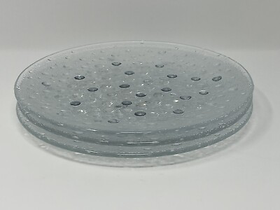 #ad Dansk Poland Bubble Confetti Textured Glass Salad Plates 8quot; Set Of 3 $20.00