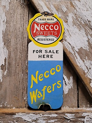 #ad VINTAGE NECCO WAFERS PORCELAIN SIGN OLD STORE CONFECTIONARY SWEET FOOD CANDY 9quot; $179.59
