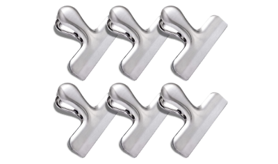 6 Pack Bag Clip Stainless Steel Heavy Duty Air Tight Seal Kitchen Food Bag Clamp $9.99
