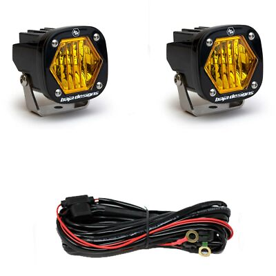 #ad Baja Designs® S1 LED Fog Pod Lights Pair Amber Wide Cornering with Wire Harness $232.95