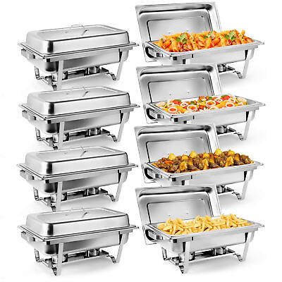 #ad 8 PCS Chafing Dish Buffet Set 8 Qt Durable Stainless Steel Catering Food Warmer $219.58
