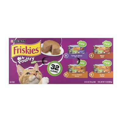 #ad Wet Cat Food for Adult Cats Soft Poultry Variety Pack 5.5 oz Cans 32 Pack $21.70