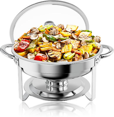 #ad Round Chafing Dish Buffet Set Stainless Steel 5QT Chafers and Buffet Warmers Se $72.99