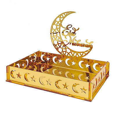 #ad Eid Serving Trays Moon Star Acrylic Food Tray Gathering Entertaining Supplies $15.99