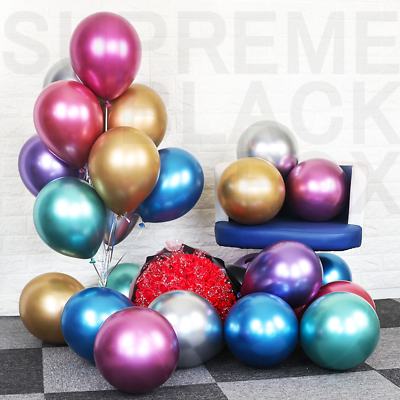 #ad #ad Metallic Balloons Metal Chrome Shiny Latex Happy Birthday Wedding Party Games $35.99
