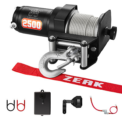 ZEAK 2500lb ATV UTV Electric Winch 12V Steel Cable With Wired Remote Control $69.99