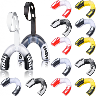 12 Pack Football Mouthpiece with Strap Youth Mouth Guard Sports Vivid Colors $51.99