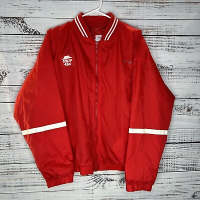 #ad Vintage 80s Pizza Hut Employee Delivery Driver Full Zip Windbreaker Jacket Large $49.99