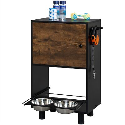 #ad Dog Feeding Station with Storage Dog Food Cabinet with 2 Raised Dog Bowls P... $162.65