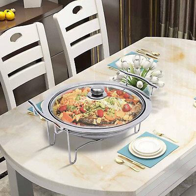 Round Stainless Steel Chafing Dish Buffet Catering Food Warmer with Glass Lid $46.99