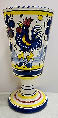 Deruta pottery For C.A Positano Wine Goblet Rooster Pattern.Made In Italy $34.99