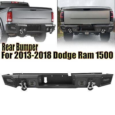 Heavy Duty Rear Bumper Full Guard w LED Lights D Rings For 13 18 Dodge Ram 1500 $549.99