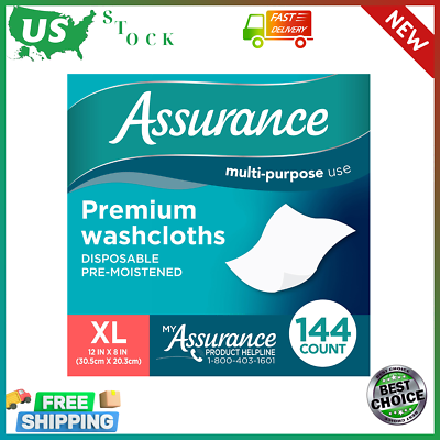Assurance Premium Disposable Washcloths Generously Sized White XL 144 Count $11.24