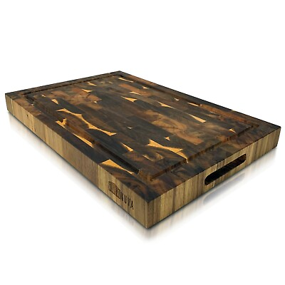 Extra Large Reversible Acacia Wood Cutting Board 18x12x1.5 Butcher Block With... $47.95