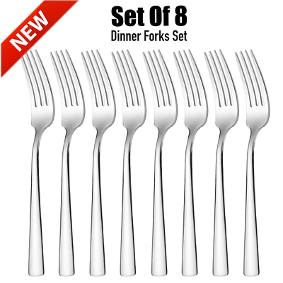 #ad #ad Heavy Duty Dinner Forks 18 0 Stainless Steel Salad Table Fork Set of 8 Flatware $10.01