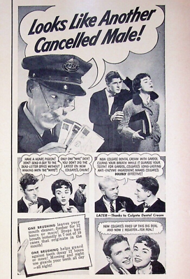 #ad 1954 Colgate Ribbon Dental Cream Gardol Cleans Breath Guards Teeth 50s Print Ad $14.99