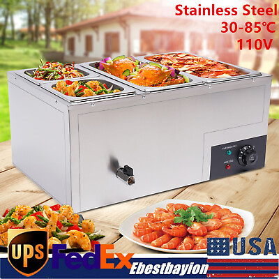 #ad 4 pan Commercial Buffet Food Warmer Intelligent Thermal Soup Bain Marie Pool NEW $134.40