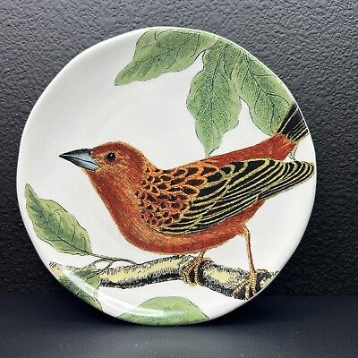 #ad Pottery Barn Fauna Bird Red Salad Dessert Side Dinner Plate Platter 8.25” Vtg $24.99