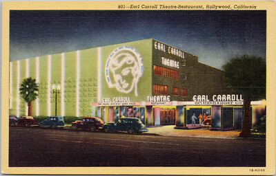 #ad Hollywood CA Earl Carroll Theatre Restaurant Unused Linen Postcard G76 $4.99