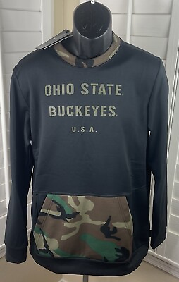 Nike NCAA Ohio State Buckeyes Black Camo Football Sweatshirt DD4317 010 Men’s M $49.45