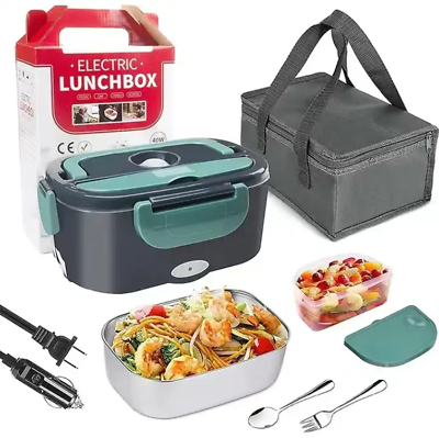 #ad Electric Office Portable For Food Heating Green Everich Heated Lunch Box Plug $38.29