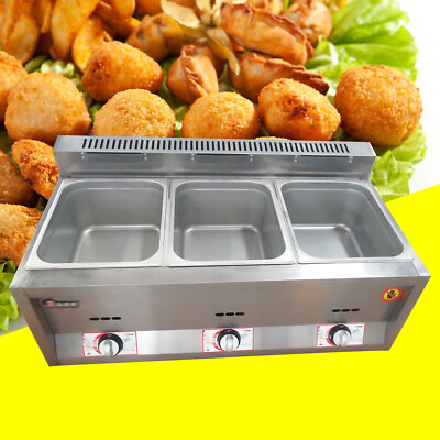 #ad 3 Pan Propane Gas Food Warmer Restaurant Tabletop Desktop Countertop Steam Table $177.65