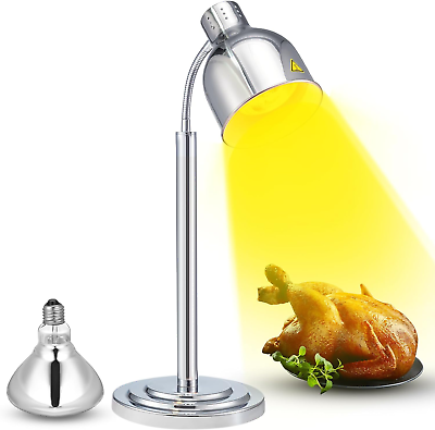 #ad Silver Stainless Steel Food Heat Lamp with 250W Bulb Portable Catering Commercia $94.99