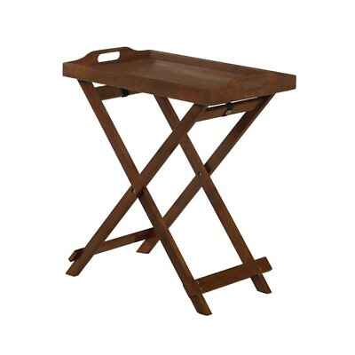 Brown Wooden TV Tray Folding Snack Table Lip Serving Accent Bamboo Portable Top $76.86