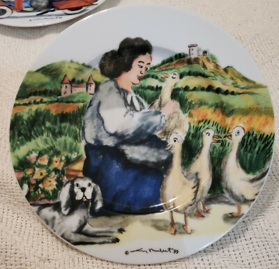 Perigord Guy Buffet For Williams Sonoma salad decor round plate. Woman and geese $11.54