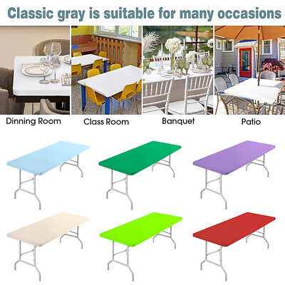 #ad 4 6FT Elastic Spandex Table Cover for Standard Folding Table Party Buffet Cloth $10.67